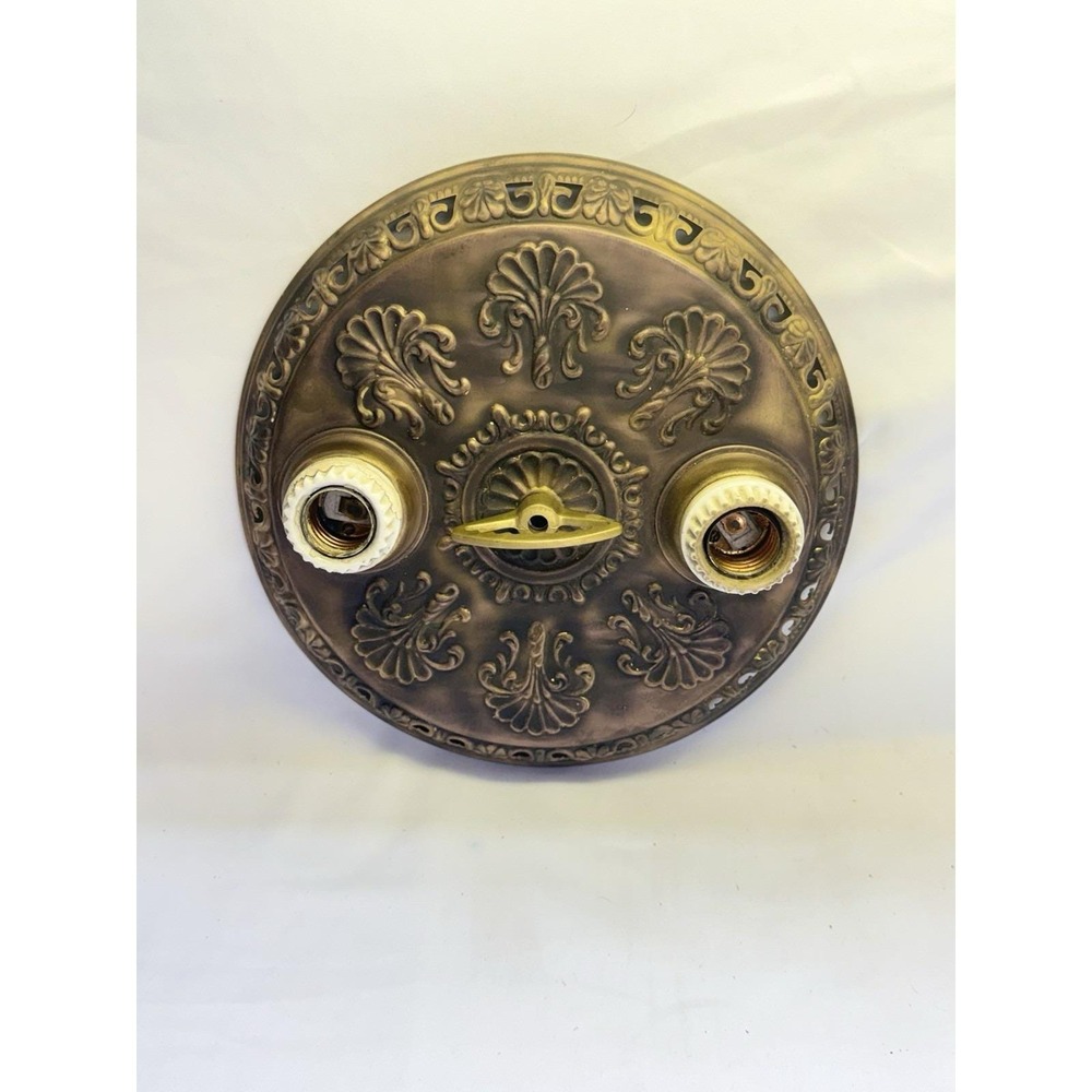 Antique Brass Style 2 Light Flush Mount Fixture